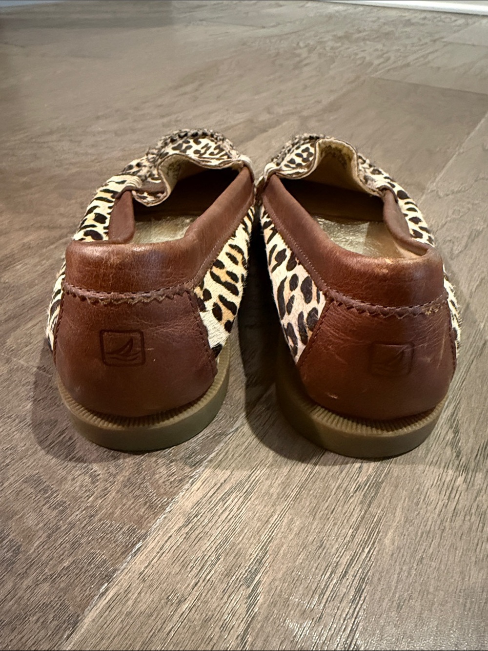 Sperry Top Sider Leopard Print Penny Loafers with Brown Trim, sz 9.5M - Picture 8 of 9